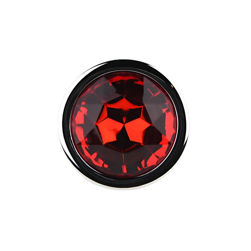 Toosh Silver Metal Butt Plug Medium Red Stone