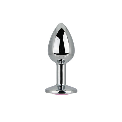 Toosh Silver Metal Butt Plug Small Pink Stone